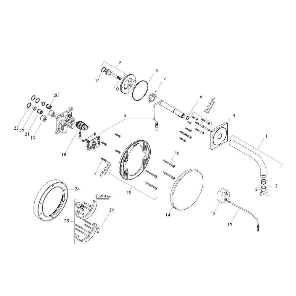 Hansgrohe AXOR Uno Elektronik-Waschtischmischer Unterputz, 5l/min, Auslauf 165mm, E... HANSGROHE-38119800 4011097909844 (Abb. 2)