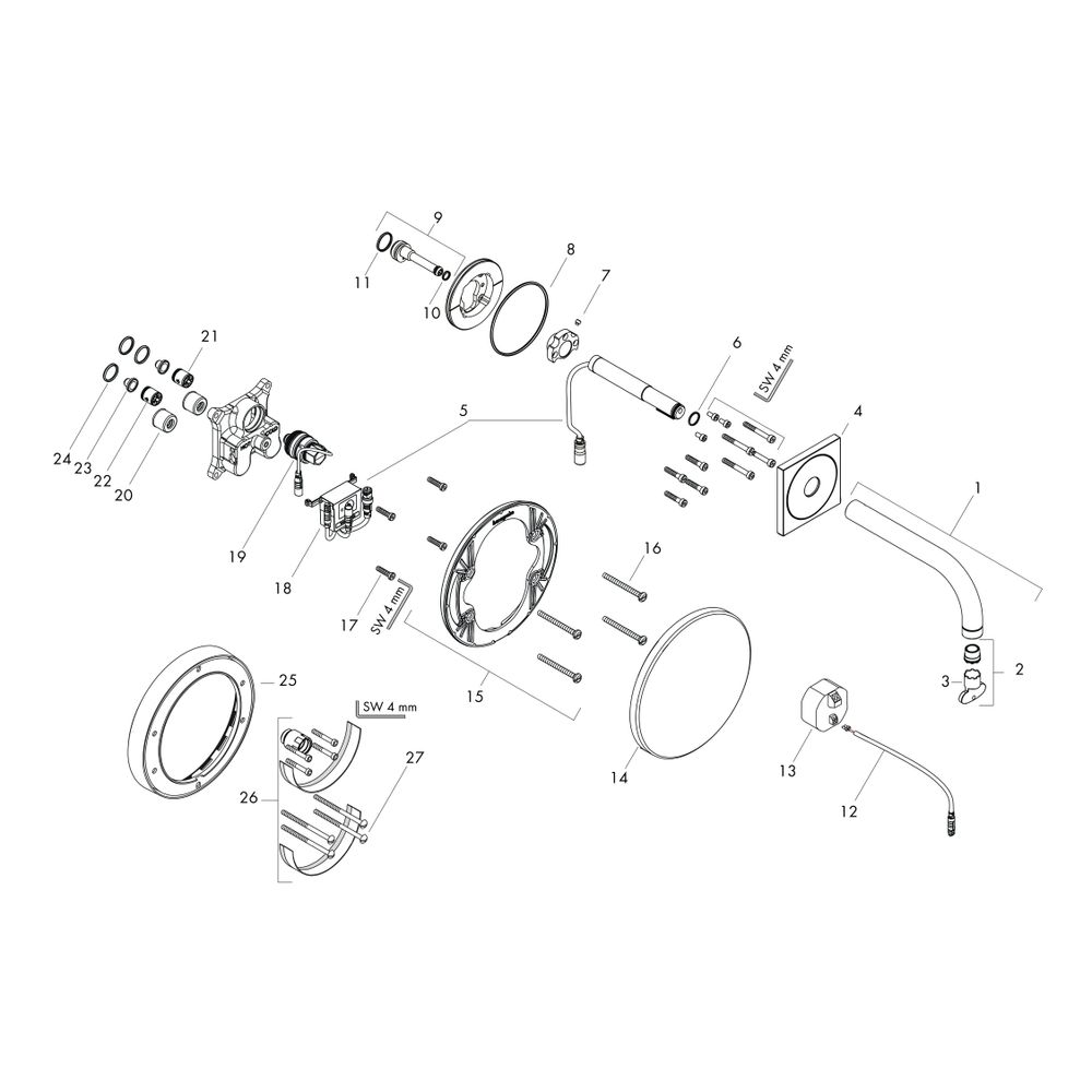 Hansgrohe AXOR Uno Elektronik-Waschtischmischer Unterputz, 5l/min, Auslauf 225mm, B... HANSGROHE-38120250 4011097909967 (Abb. 2)