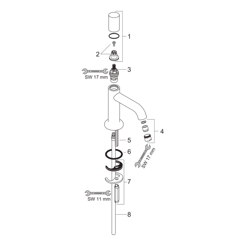 Hansgrohe AXOR Uno Standventil 70, 5l/min, G 3/8", DN 15, ohne Ablaufgarnitur, Chro... HANSGROHE-38130000 4011097366142 (Abb. 2)