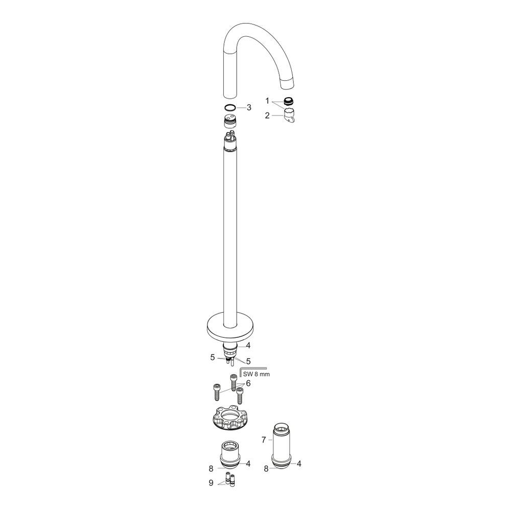 Hansgrohe AXOR Uno Wanneneinlauf, 18l/min, gebogen bodenstehend, Chrom... HANSGROHE-38412000 4011097849300 (Abb. 2)