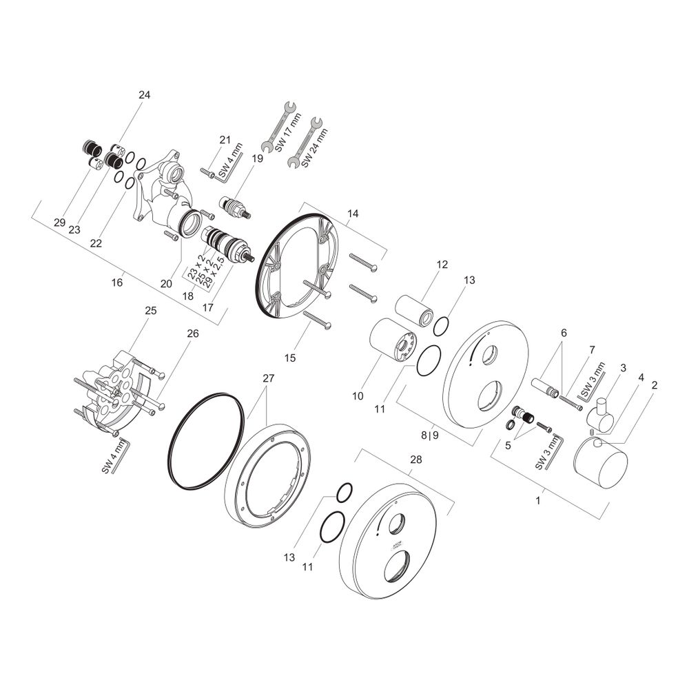 Hansgrohe AXOR Uno Thermostat Unterputz, 25l/min, Absperrventil, Chrom... HANSGROHE-38700000 4011097345116 (Abb. 2)
