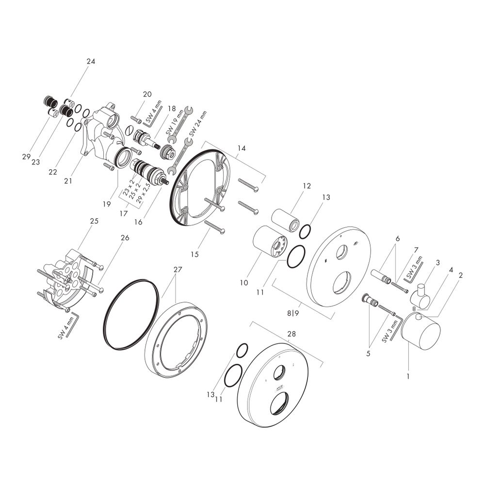 Hansgrohe AXOR Uno Thermostat Unterputz, 29l/min, Ab- und Umstellventil, Polished G... HANSGROHE-38720990 4011097912509 (Abb. 2)