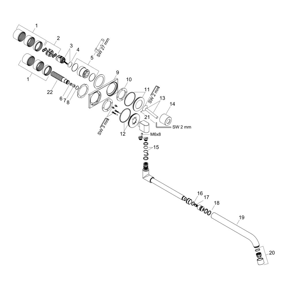 Hansgrohe AXOR Uno Einhebel-Küchenmischer Unterputz für Wandmontage, 330-500mm, 9l/... HANSGROHE-38815000 4011097688701 (Abb. 2)