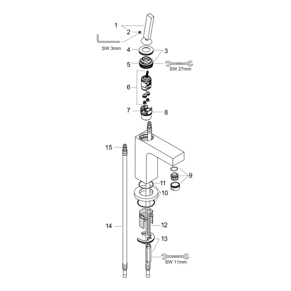 Hansgrohe AXOR Citterio Einhebel-Waschtischmischer 110mm, 5l/min, Pin-Griff, Ablauf... HANSGROHE-39018000 4011097485461 (Abb. 2)