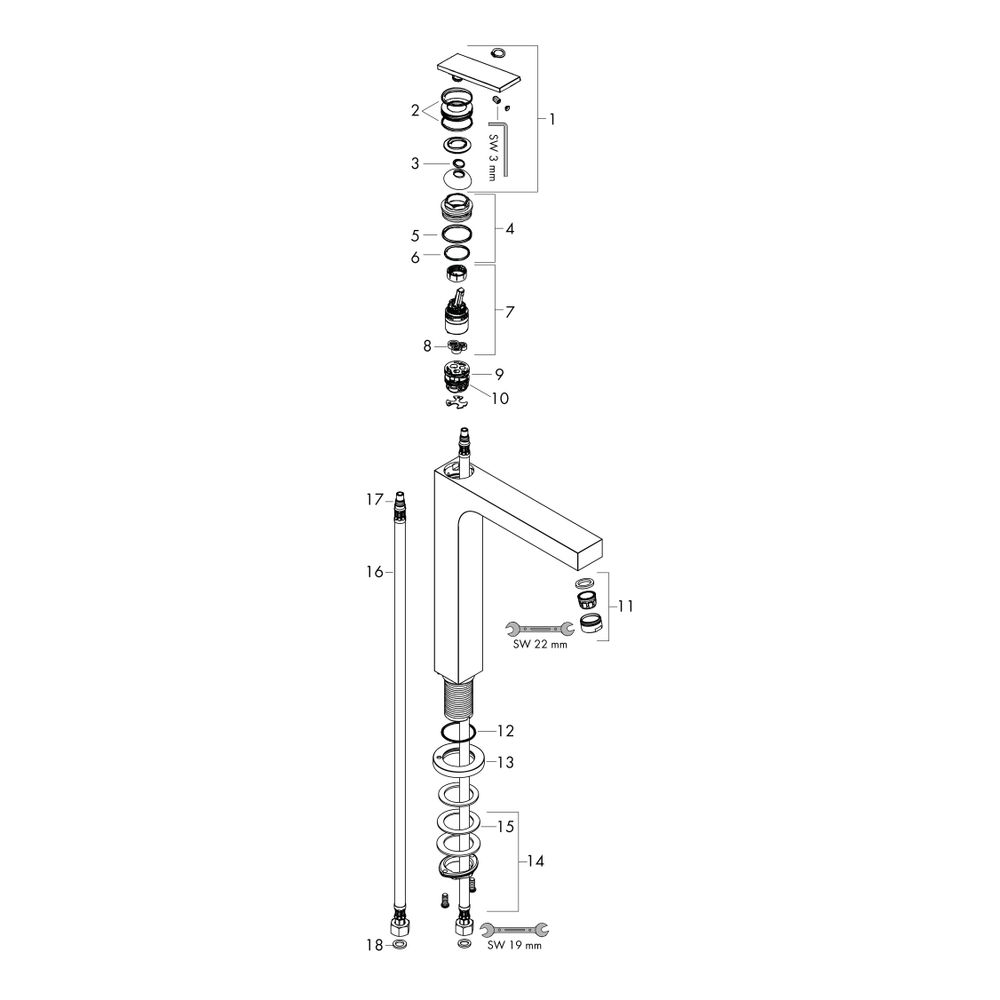 Hansgrohe AXOR Citterio Einhebel-Waschtischmischer 280mm, 5l/min, Hebel-Grifffür Au... HANSGROHE-39021000 4059625329337 (Abb. 2)