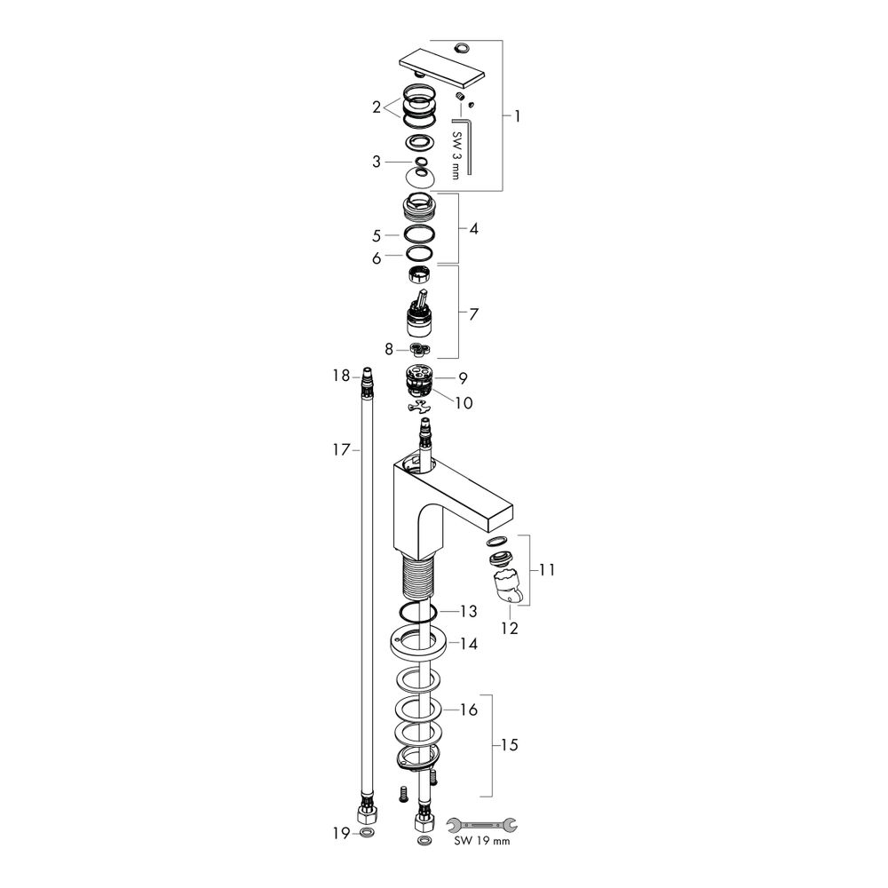 Hansgrohe AXOR Citterio Einhebel-Waschtischmischer 160mm, 5l/min, Hebelgriff, Ablau... HANSGROHE-39024000 4059625329245 (Abb. 2)