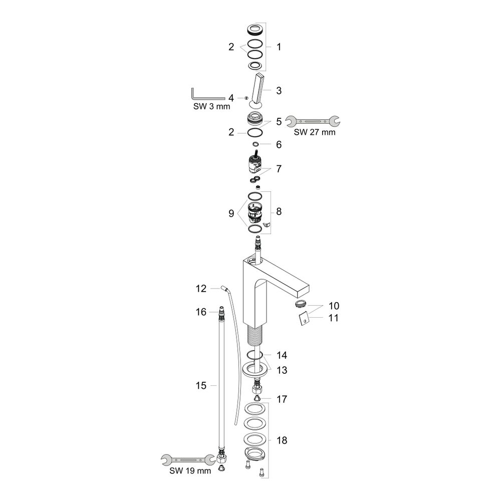 Hansgrohe AXOR Citterio Einhebel-Waschtischmischer 160mm, 5l/min, Pin-Griff, Zugsta... HANSGROHE-39031000 4011097648910 (Abb. 3)