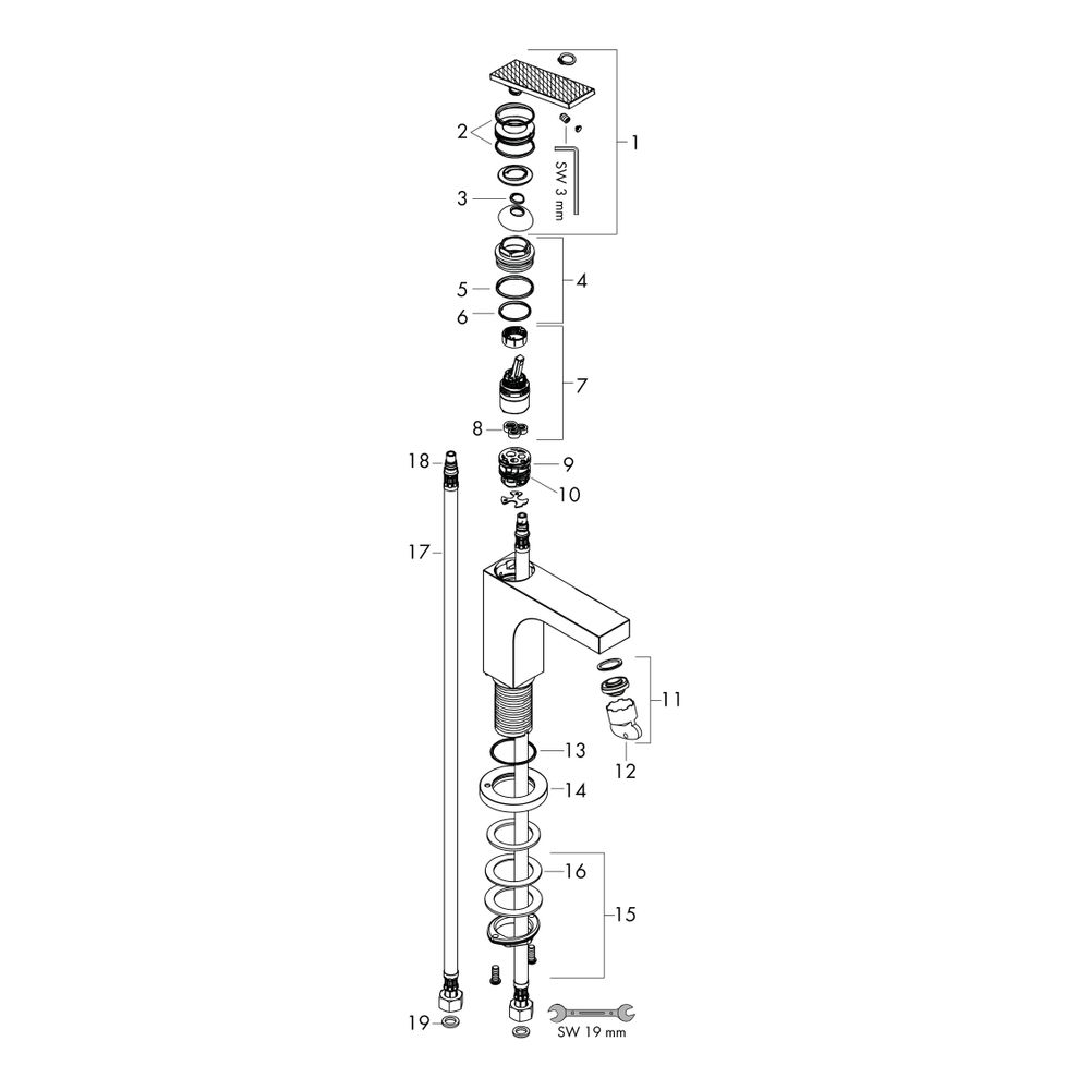 Hansgrohe AXOR Citterio Einhebel-Waschtischmischer 160mm, 5l/min, Hebelgriff, Ablau... HANSGROHE-39081000 4059625358054 (Abb. 2)