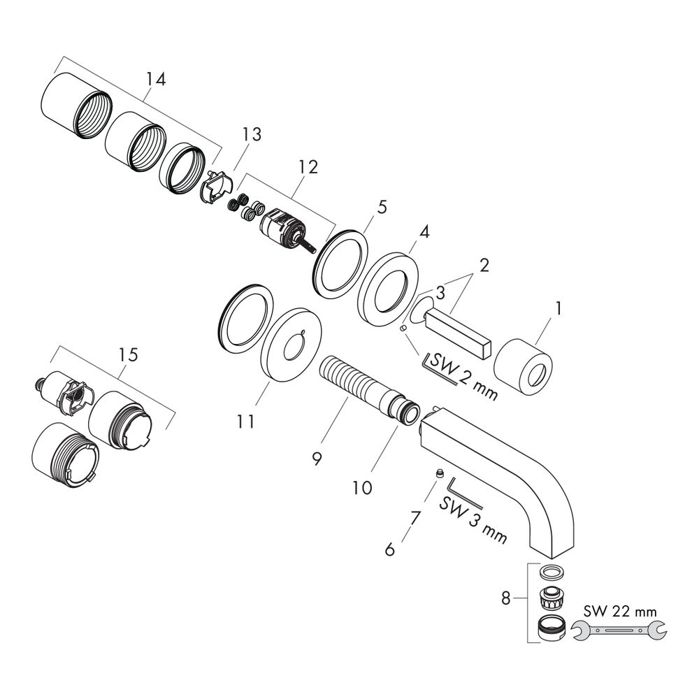 Hansgrohe AXOR Citterio Einhebel-Waschtischmischer UP, 5l/min, für Wandmontage, Pin... HANSGROHE-39116000 4011097488660 (Abb. 2)