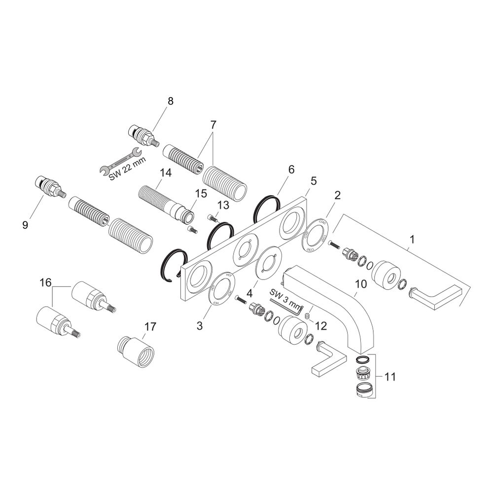 Hansgrohe AXOR Citterio 3-Loch Waschtischarmatur UP für Wandm, Auslauf 226mm, Hebel... HANSGROHE-39148000 4011097400389 (Abb. 2)