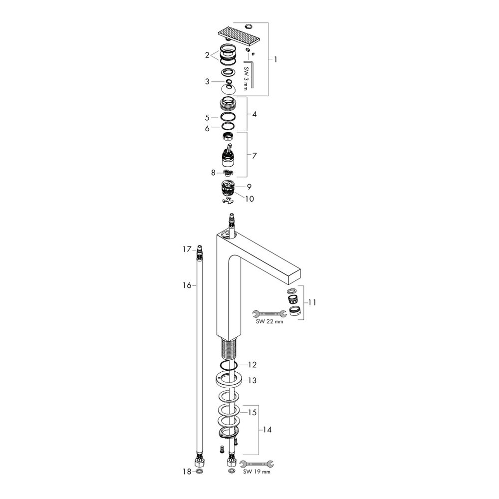 Hansgrohe AXOR Citterio Einhebel-Waschtischmischer 280mm, 5l/min, Hebel-Grifffür AW... HANSGROHE-39151000 4059625358061 (Abb. 2)