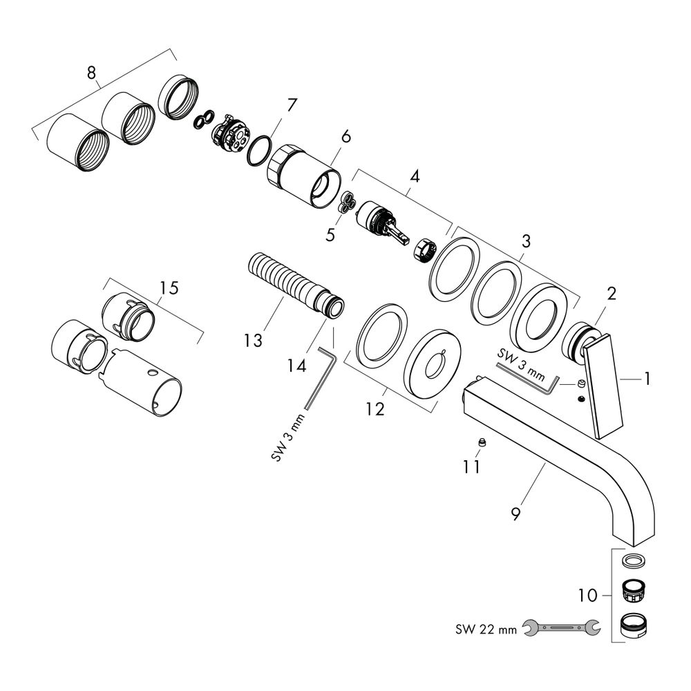 Hansgrohe AXOR Citterio Einhebel-Waschtischmischer UP 5l/min für Wandm., Hebelgriff... HANSGROHE-39181000 4059625358719 (Abb. 2)