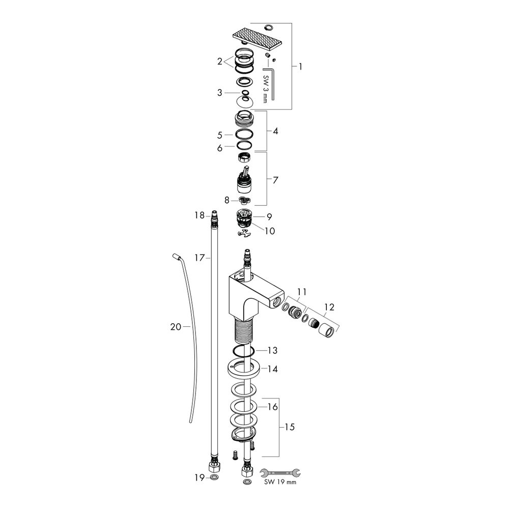 Hansgrohe AXOR Citterio Einhebel-Bidetmischer, 7,2l/min, Hebelgriff, Zugstangen-Abl... HANSGROHE-39201000 4059625358726 (Abb. 2)