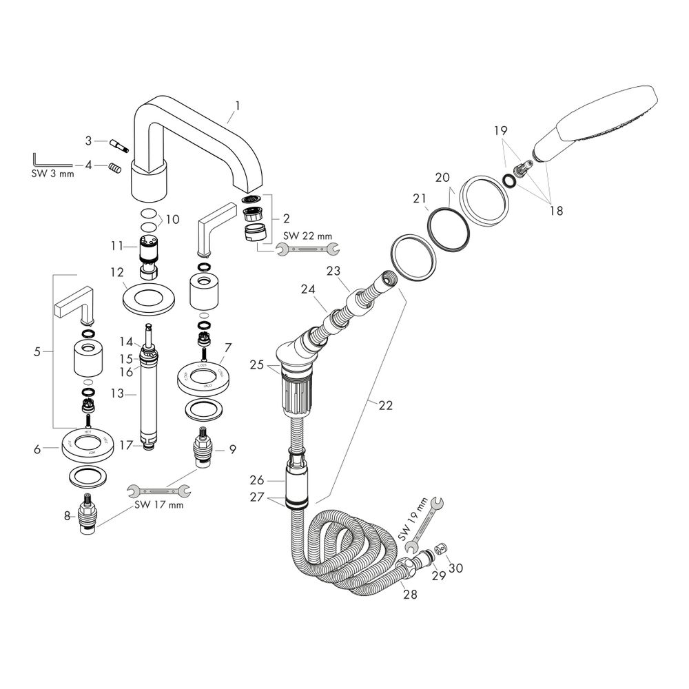 Hansgrohe AXOR Citterio 4-Loch Wannenarmatur, Wannenrandarmatur, Hebelgriff, Rosett... HANSGROHE-39446000 4011097400808 (Abb. 2)