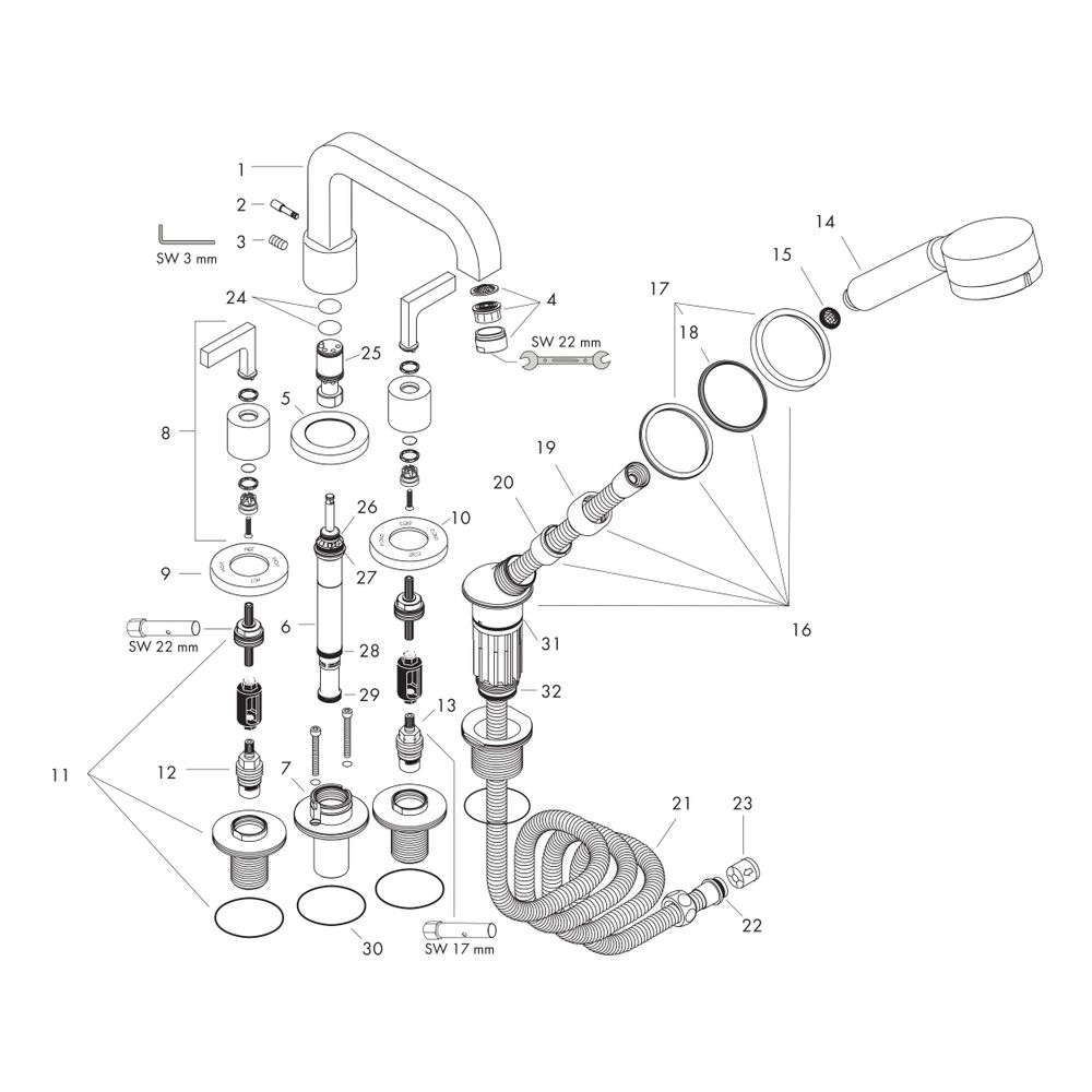Hansgrohe AXOR Citterio 4-Loch Wannenarmatur, Fliesenrandarmatur, Hebelgriff, Roset... HANSGROHE-39454000 4011097400846 (Abb. 2)