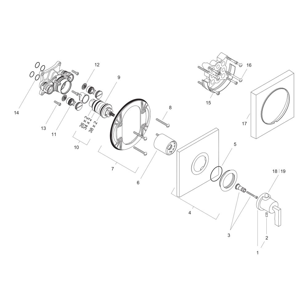 Hansgrohe AXOR Citterio Thermostat HighFlow Unterputz, 59l/min, Hebelgriff, Chrom... HANSGROHE-39711000 4011097478388 (Abb. 2)