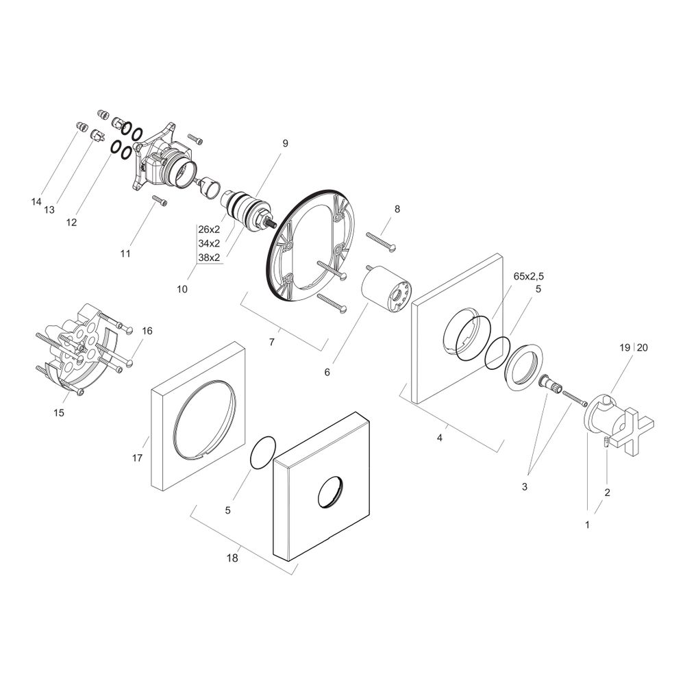 Hansgrohe AXOR Citterio Thermostat HighFlow Unterputz, 59l/min, Kreuzgriff, Chrom... HANSGROHE-39716000 4011097478470 (Abb. 2)