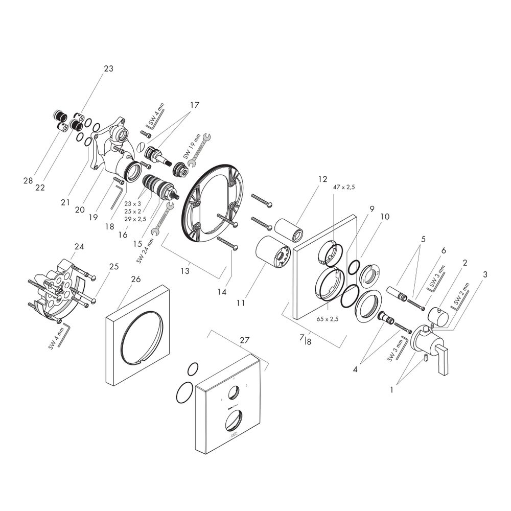 Hansgrohe AXOR Citterio Thermostat Unterputz, 29l/min, Ab- und Umstellventil, Hebel... HANSGROHE-39720250 4011097921617 (Abb. 2)