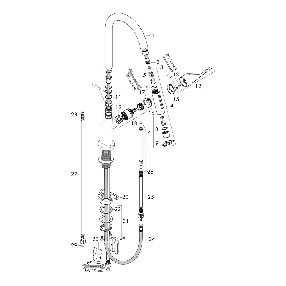 Hansgrohe AXOR Citterio Einhebel-Küchenmischer 250mm, 4.8l/min, Ausziehbrause EcoSm... HANSGROHE-39832000 4059625196779 (Abb. 2)