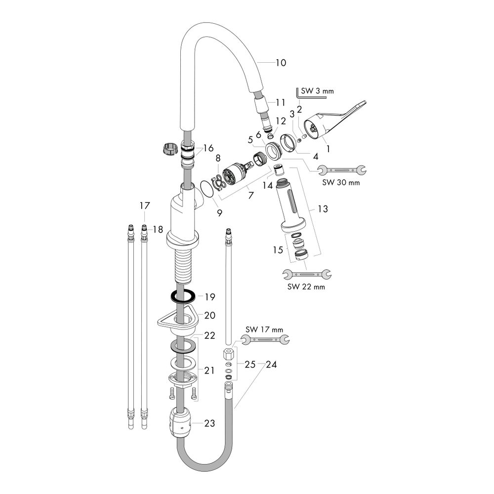 Hansgrohe AXOR Citterio Einhebel-Küchenmischer 250mm, 9.2l/min, Ausziehbrause, Edel... HANSGROHE-39835800 4011097527215 (Abb. 3)