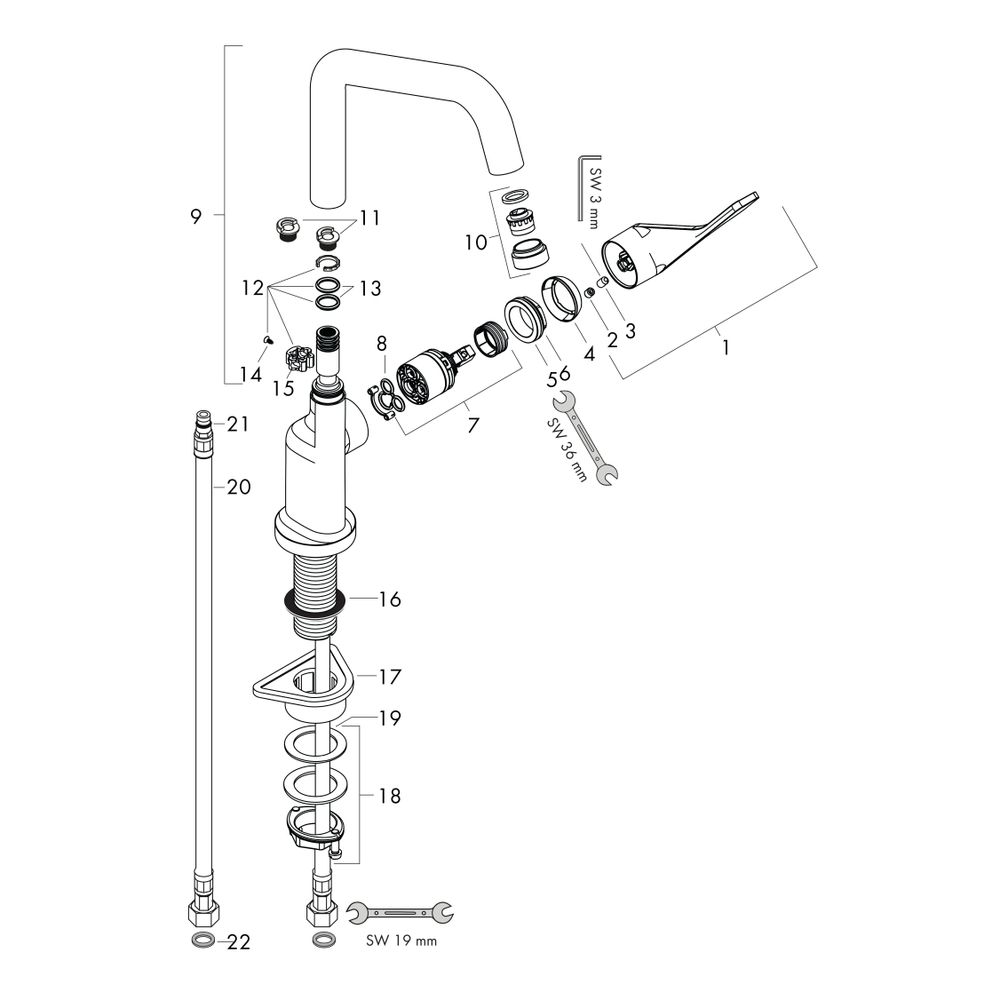 Hansgrohe AXOR Citterio Einhebel-Küchenmischer 260mm,12l/min, Schwenkauslauf, Edels... HANSGROHE-39850800 4011097519012 (Abb. 3)