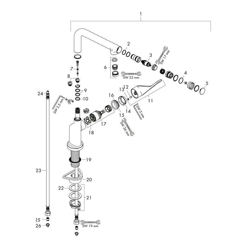 Hansgrohe AXOR Citterio Einhebel-Küchenmischer Select 230mm, 9l/min, Schwenkauslauf... HANSGROHE-39860800 4011097783284 (Abb. 2)