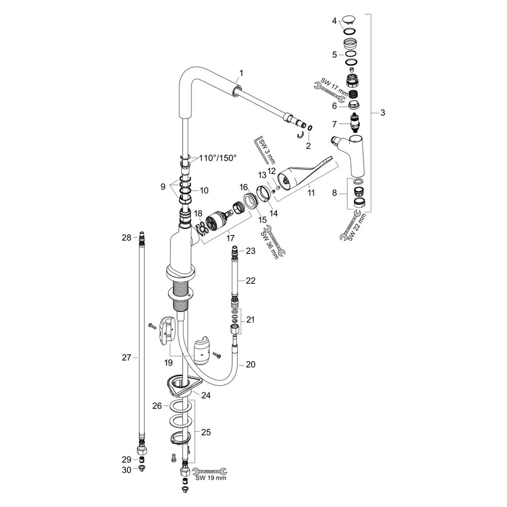 Hansgrohe AXOR Citterio Einhebel-Küchenmischer Select 230mm, 9l/min, Ausziehauslauf... HANSGROHE-39861310 4011097922355 (Abb. 5)