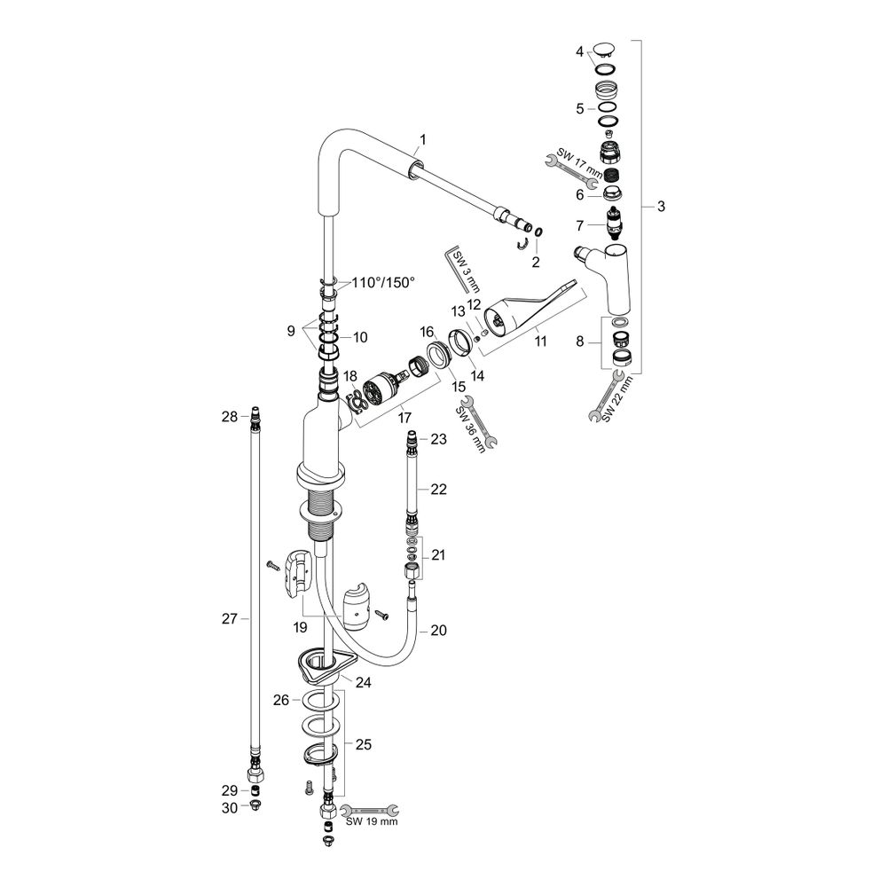 Hansgrohe AXOR Citterio Einhebel-Küchenmischer Select 230mm, 9l/min, Ausziehauslauf... HANSGROHE-39861670 4059625427224 (Abb. 2)