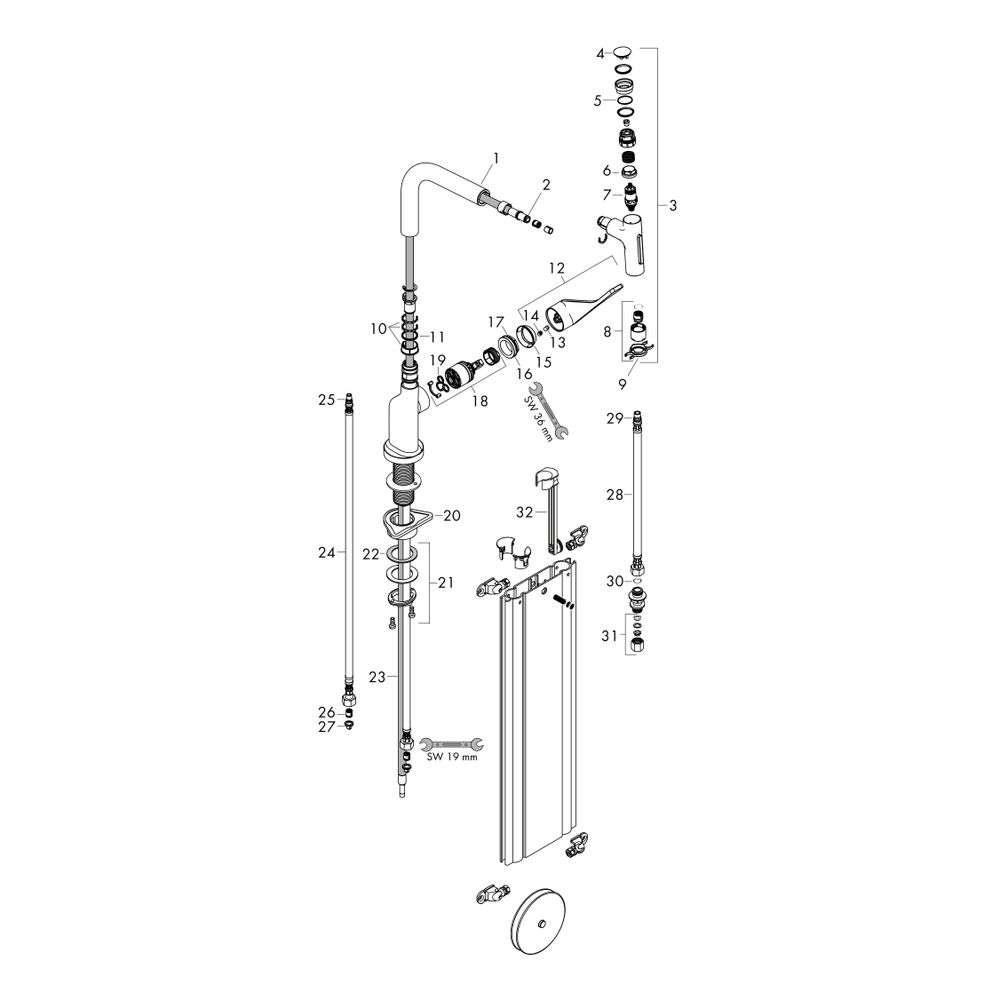 Hansgrohe AXOR Citterio Einhebel-Küchenmischer Select 230mm, 7l/min, 2jet, Ausziehb... HANSGROHE-39862670 4059625427187 (Abb. 2)