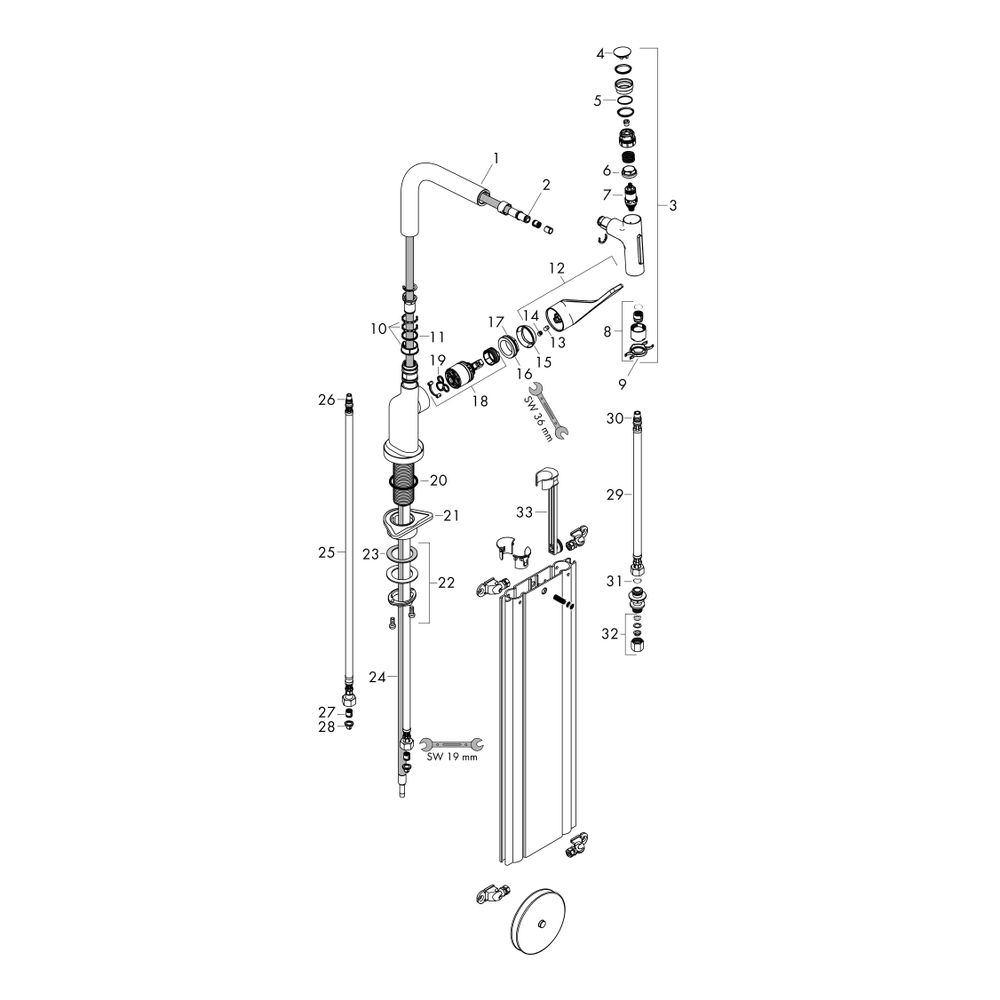 Hansgrohe AXOR Citterio Einhebel-Küchenmischer Select 230mm, 7l/min, 2jet, Ausziehb... HANSGROHE-39862800 4059625176306 (Abb. 2)