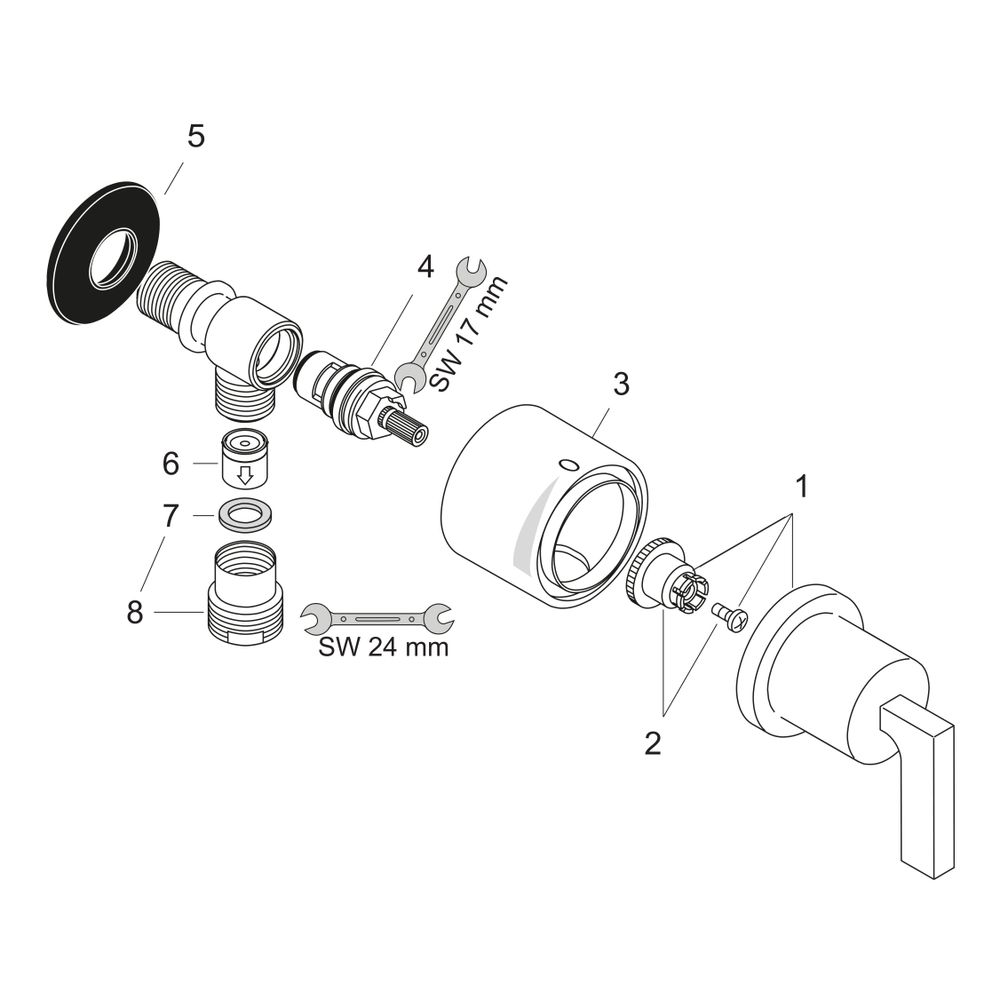 Hansgrohe AXOR Citterio Wandanschluss Stop, Rückflussverhinderer, Absperrventil, He... HANSGROHE-39882310 4011097922553 (Abb. 2)