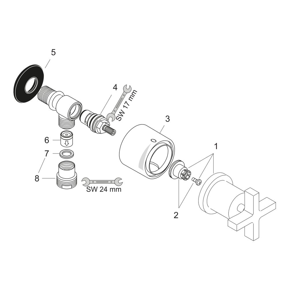Hansgrohe AXOR Citterio Wandanschluss Stop, Rückflussverhinderer, Absperrventil, Kr... HANSGROHE-39883000 4011097401126 (Abb. 2)