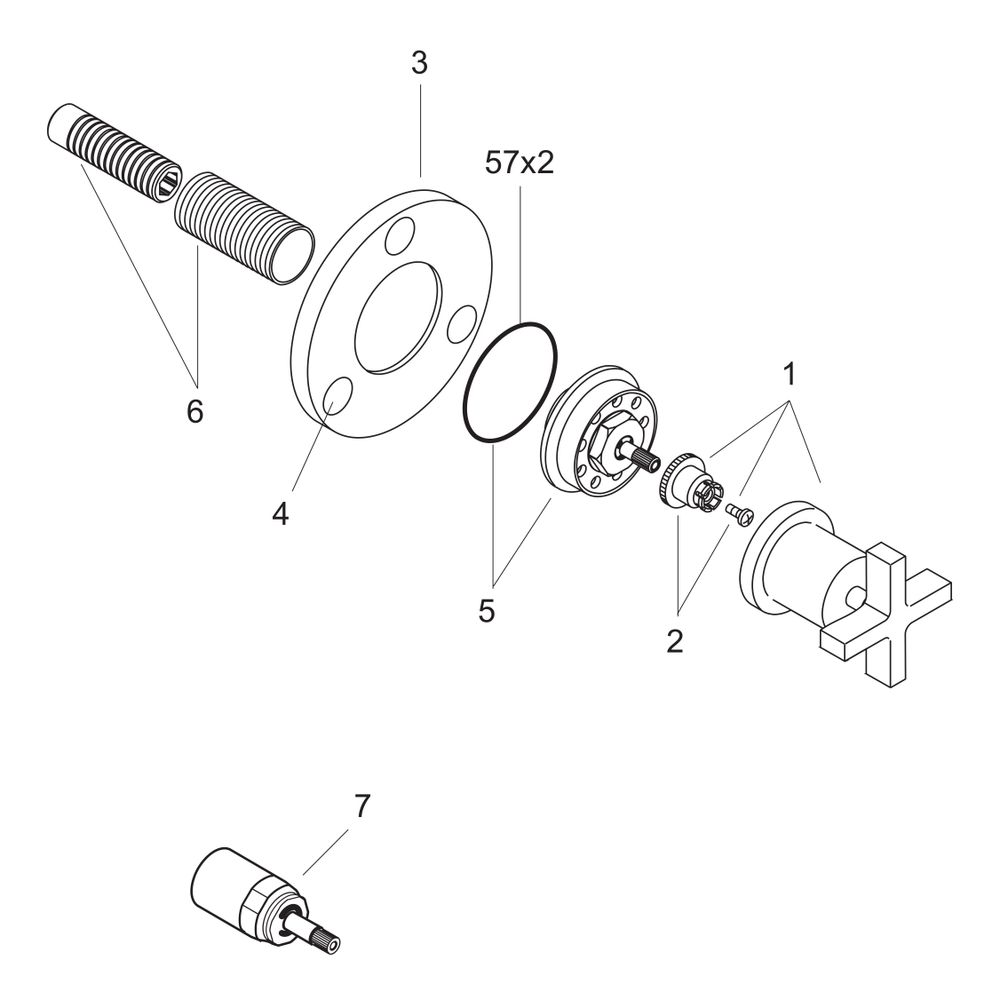 Hansgrohe AXOR Citterio Ab- und Umstellventil Trio, Quattro Unterputz DN 20, Kreuzg... HANSGROHE-39925000 4011097401089 (Abb. 2)