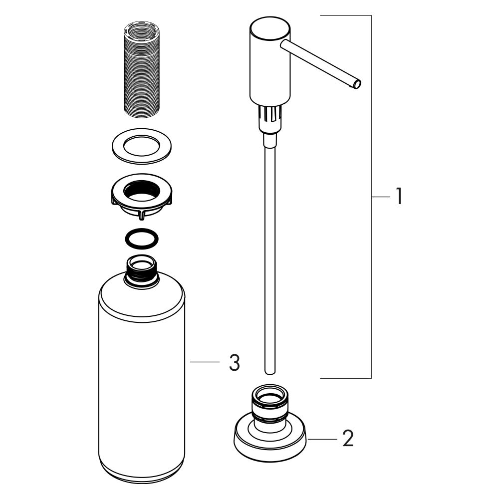 Hansgrohe Spülmittelspender/Lotionspender A51, Mattschwarz, 40448670... HANSGROHE-40448670 4059625297445 (Abb. 2)