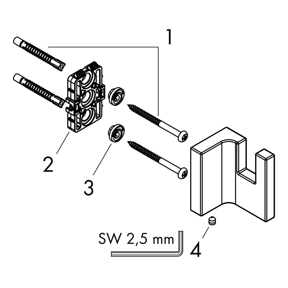Hansgrohe AXOR Universal Rectangular Handtuchhaken, 60x61mm, Metall, Mattschwarz... HANSGROHE-42611670 4059625422892 (Abb. 2)