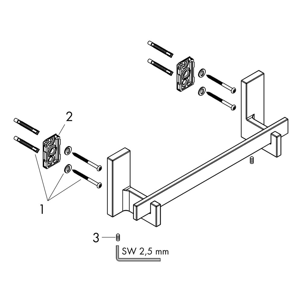 Hansgrohe AXOR Universal Rectangular Haltestange 340mm, 300mm Bohrabstand, Brushed ... HANSGROHE-42613340 4059625422748 (Abb. 2)