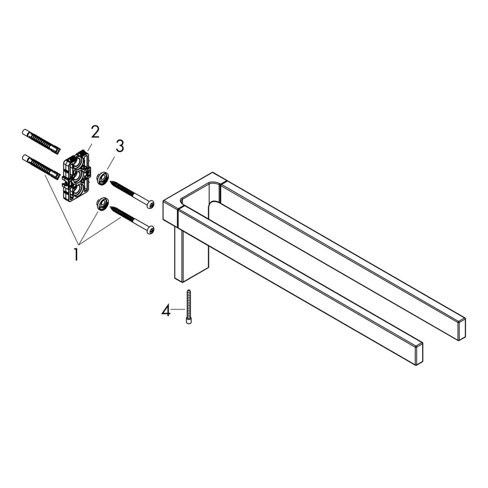 Hansgrohe AXOR Universal Rectangular Handtuchhalter zweiarmig, 381mm, Metall, Brush... HANSGROHE-42622140 4059625422625 (Abb. 2)