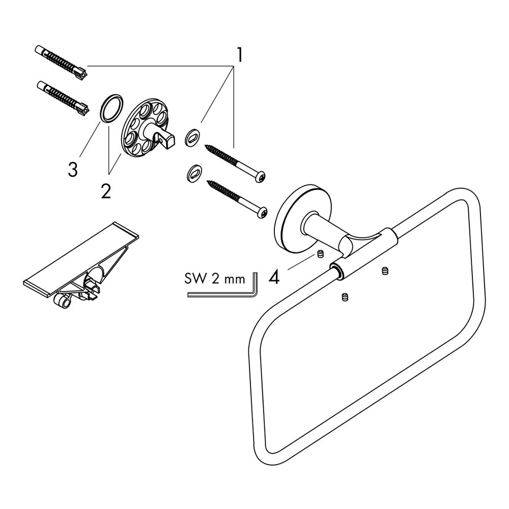 Hansgrohe AXOR Universal Circular Handtuchring, schwenkbar, Metall, Chrom... HANSGROHE-42823000 4059625367407 (Abb. 2)