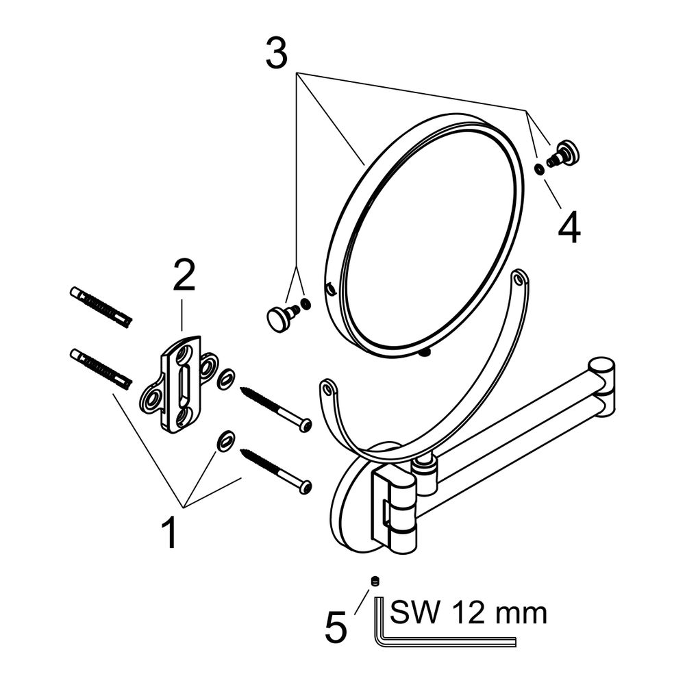 Hansgrohe AXOR Universal Circular Rasierspiegel, 5-fach Vergrößerung, neigbar, schw... HANSGROHE-42849800 4059625389157 (Abb. 2)