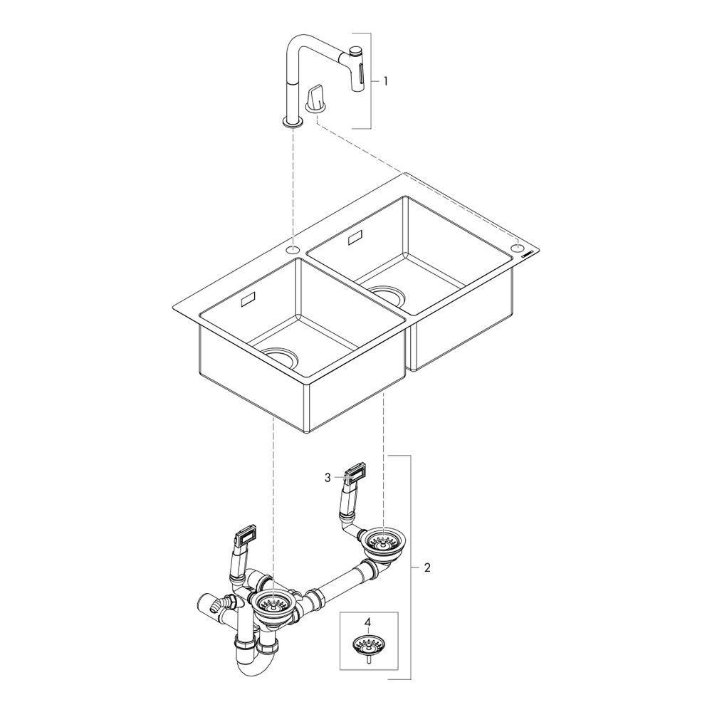 hansgrohe Spülencombi 370x370 C71-F765-10 ST edelstahl-optik... HANSGROHE-43203800 4059625025499 (Abb. 3)