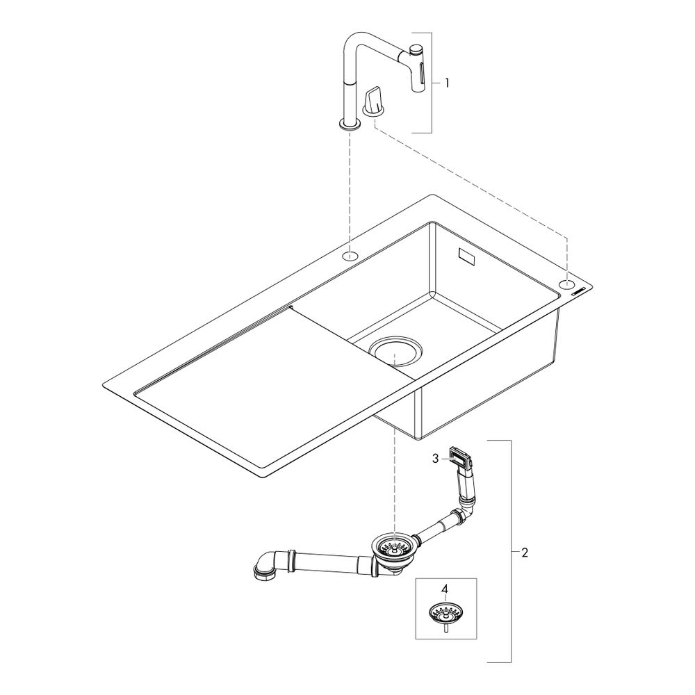 hansgrohe Select 200 Spülencombi 450 mit Abtropffläche C51-F450-08 chrom... HANSGROHE-43219000 4059625100486 (Abb. 3)