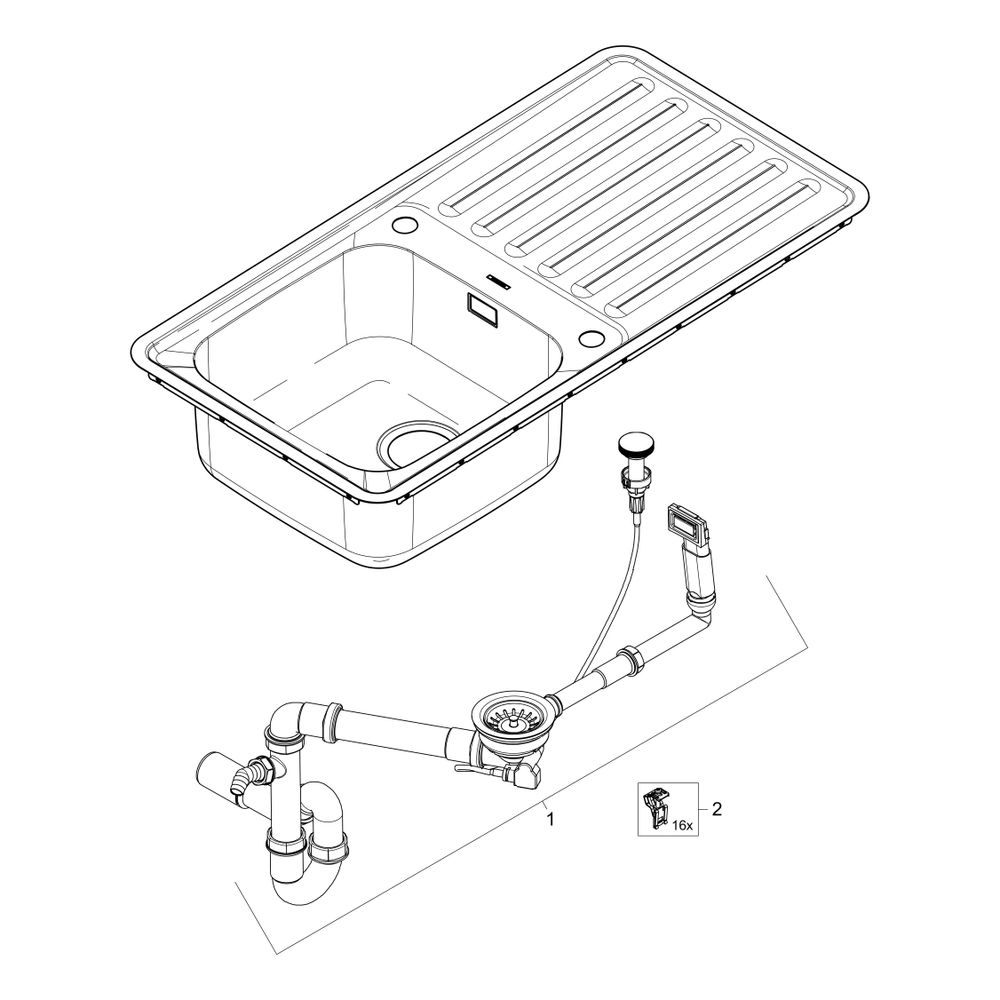 hansgrohe Einbauspüle 340 mit Abtropffläche S4111-F340... HANSGROHE-43340800 4059625217450 (Abb. 2)