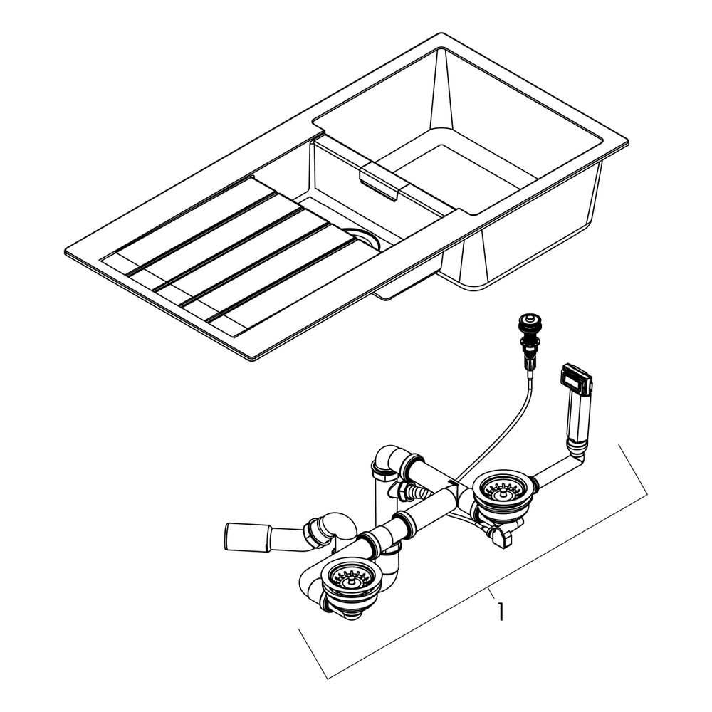 hansgrohe Einbauspüle S52 S520-F530345x160mm mit Abtropffläche, Graphitschwarz... HANSGROHE-43357170 4059625353479 (Abb. 2)