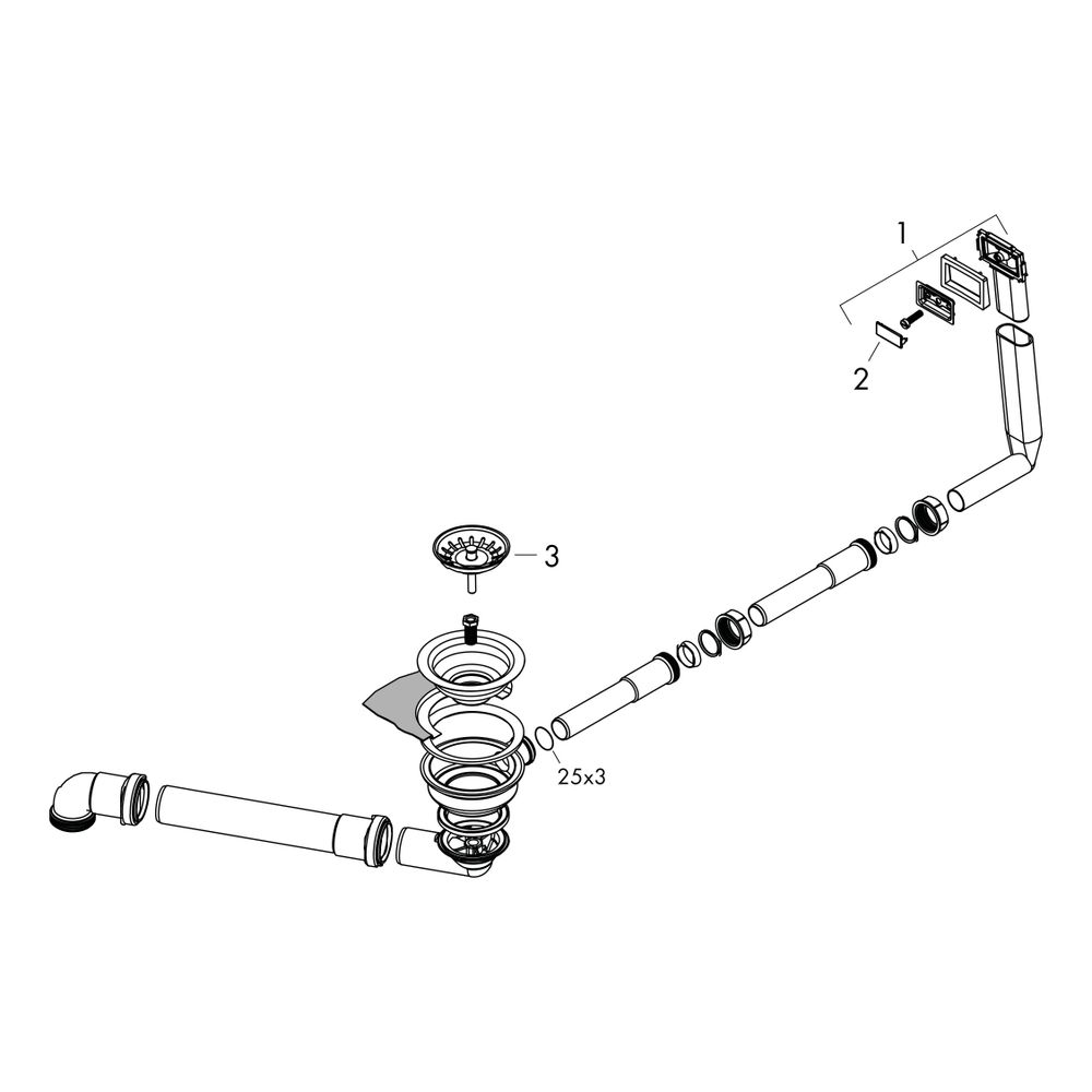 hansgrohe D14-10 Manuelle Ab-, Überlaufgarnitur für Einzelbecken, Edelstahl... HANSGROHE-43921800 4059625248737 (Abb. 2)