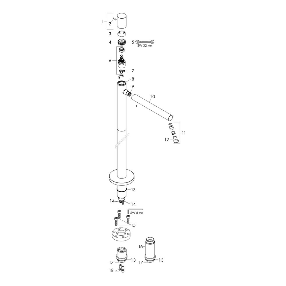 Hansgrohe AXOR Uno Einhebel-Waschtischmischer bodenstehend, 5l/min, Zerogriff ohne ... HANSGROHE-45037820 4011097982939 (Abb. 3)