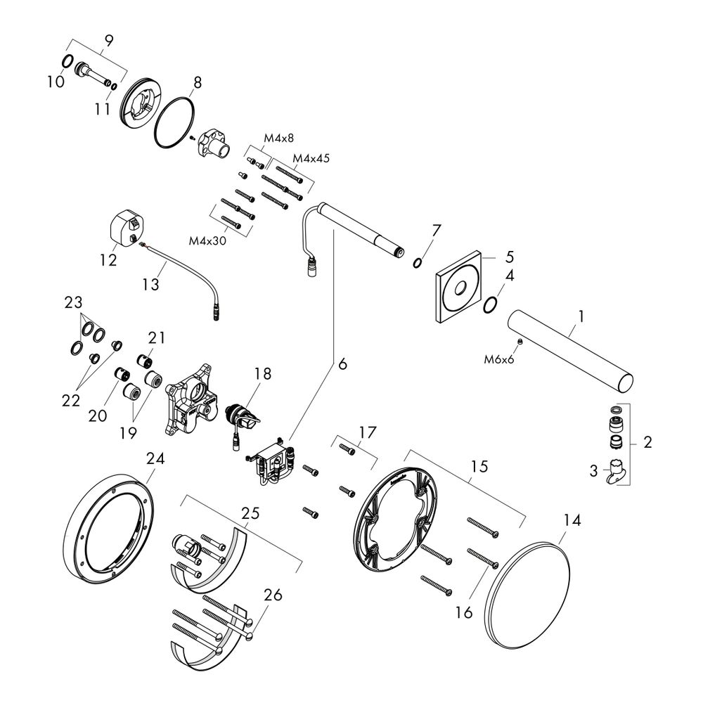 Hansgrohe AXOR Uno Elektronik-Waschtischmischer, 5l/min, UP für Wandmontage, Auslau... HANSGROHE-45111000 4011097832425 (Abb. 3)