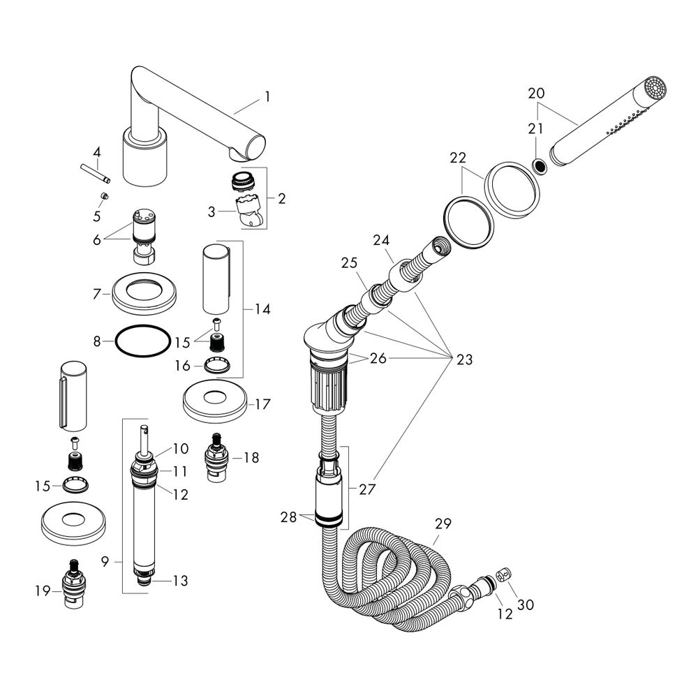Hansgrohe AXOR Uno 4-Loch Wannenrandarmatur, 22l/min, Zerogriffen, Brushed Nickel... HANSGROHE-45444820 4011097983240 (Abb. 3)
