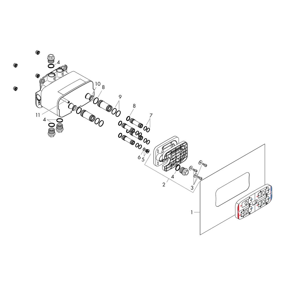 Hansgrohe AXOR One Grundkörper für Thermostatmodul Unterputz, 2 Eingänge 4 Ausgänge... HANSGROHE-45710180 4011097789309 (Abb. 2)