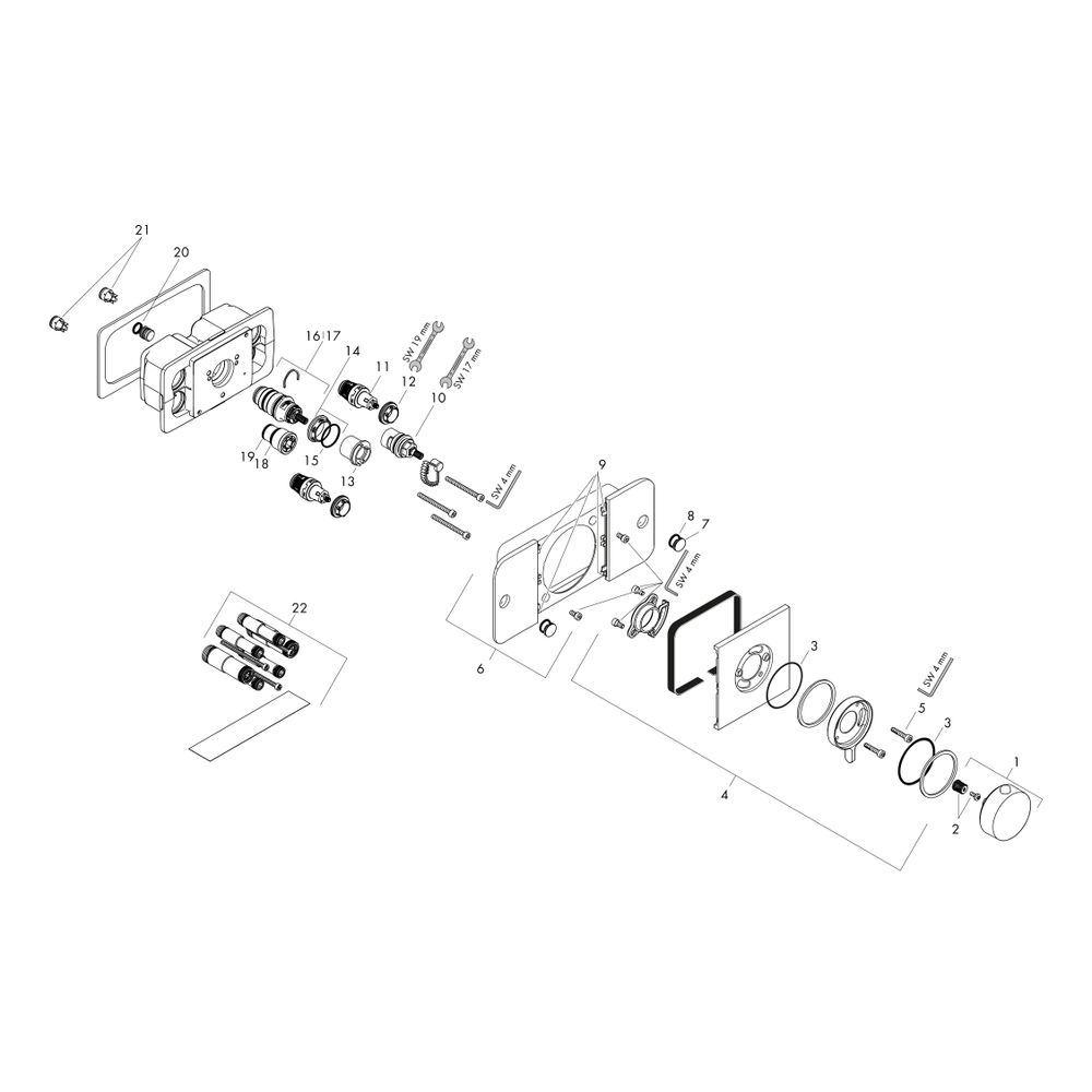 Hansgrohe AXOR One Thermostatmodul Unterputz, 30l/min, für 2 Verbraucher, Polished ... HANSGROHE-45712330 4011097824376 (Abb. 2)