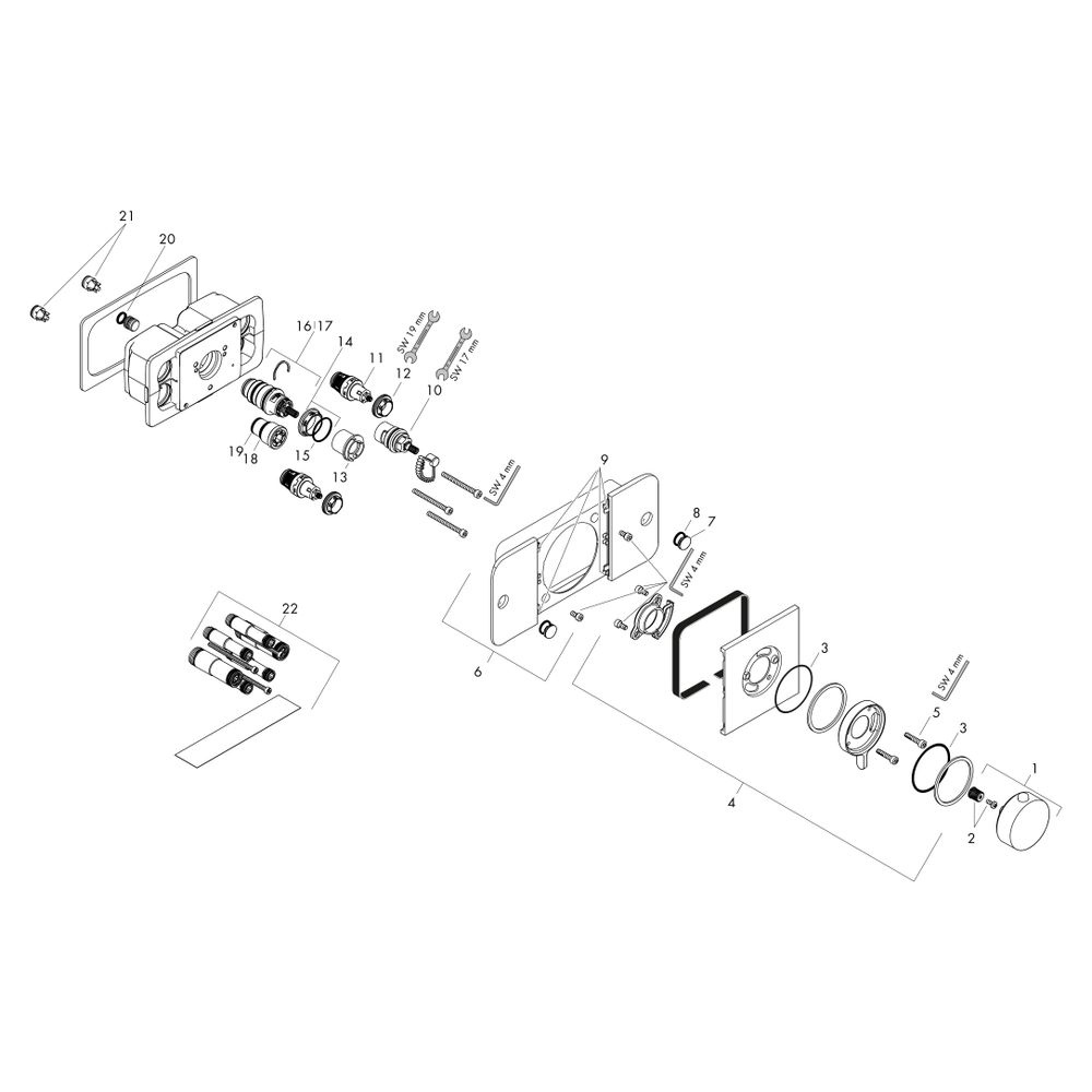 Hansgrohe AXOR One Thermostatmodul Unterputz, 30l/min, für 2 Verbraucher, Mattschwa... HANSGROHE-45712670 4059625331743 (Abb. 4)